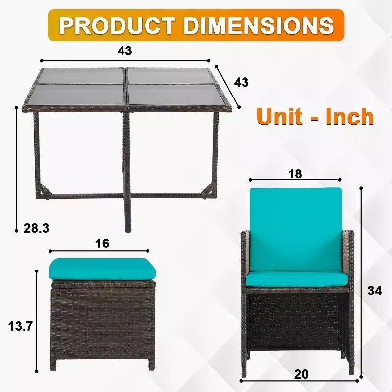 Juego de muebles de patio exterior BestMassage con 4 sillas de ratán, caqui