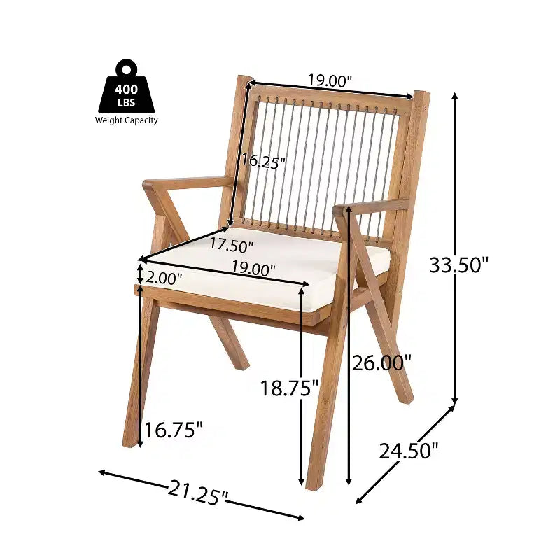 Conjunto de comedor exterior Christopher Knight Home Reynard de 7 piezas de madera de acacia, con sillas con respaldo de cuerda