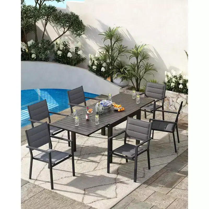 Patio Stackable Chairs Set of 4 - Outdoor Aluminum Stacking Dining Chairs with Breathable Textilene Fabric for Outdoor, Patio, Deck, Backyard