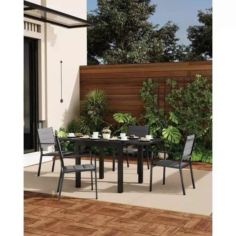 Patio Stackable Chairs Set of 4 - Outdoor Aluminum Stacking Dining Chairs with Breathable Textilene Fabric for Outdoor, Patio, Deck, Backyard