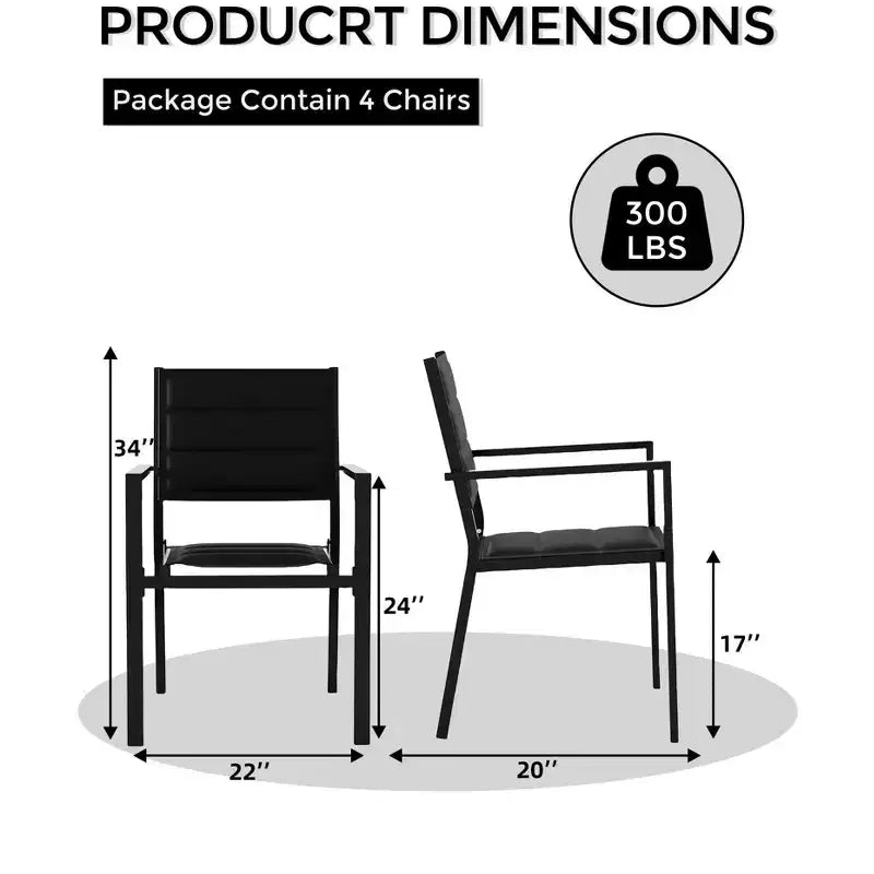 Patio Stackable Chairs Set of 4 - Outdoor Aluminum Stacking Dining Chairs with Breathable Textilene Fabric for Outdoor, Patio, Deck, Backyard