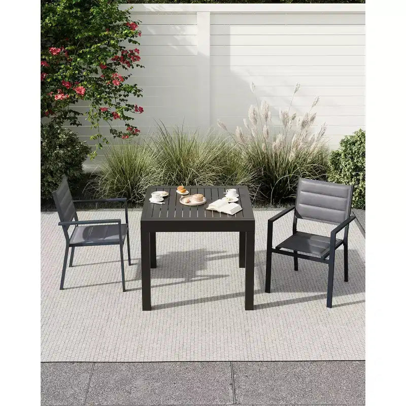 Patio Stackable Chairs Set of 4 - Outdoor Aluminum Stacking Dining Chairs with Breathable Textilene Fabric for Outdoor, Patio, Deck, Backyard
