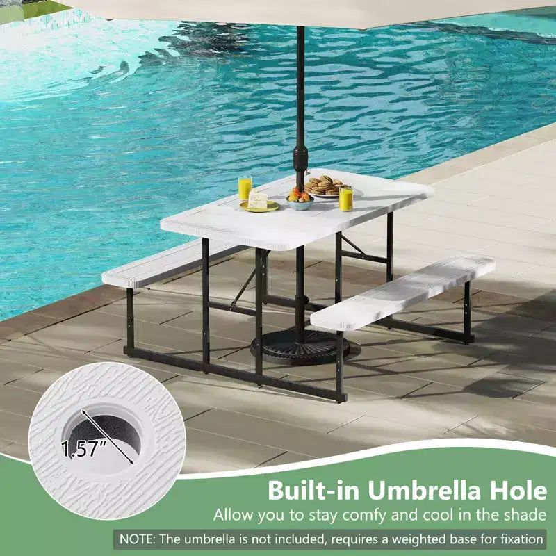 Conjunto de mesa de picnic con banco Costway para 2-4 personas, mesa rectangular de comedor y camping para exteriores, negra/gris/verde/blanca
