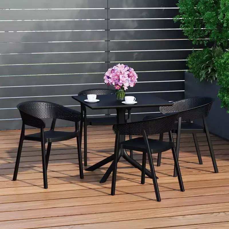 Conjunto de mesa de comedor cuadrada de resina para patio exterior de 5 piezas WestinTrends Playa con sillas de comedor apilables para patio