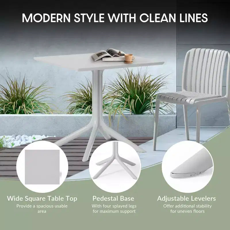 Conjunto de mesa de comedor cuadrada de resina para patio exterior de 5 piezas WestinTrends Playa con sillas de comedor apilables para patio