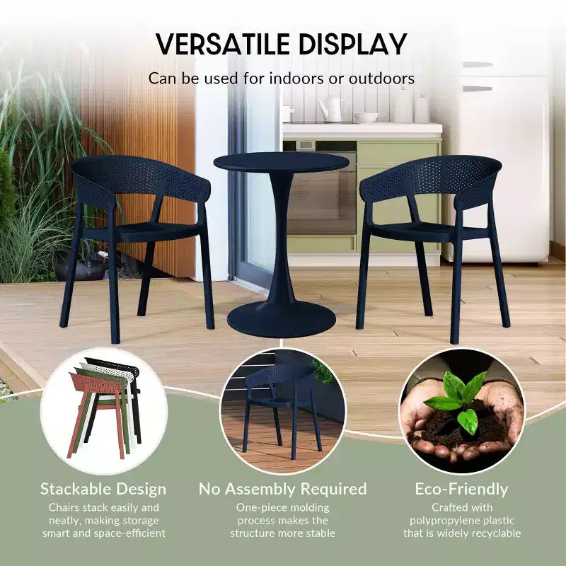 Conjunto de mesa de comedor cuadrada de resina para patio exterior de 5 piezas WestinTrends Playa con sillas de comedor apilables para patio