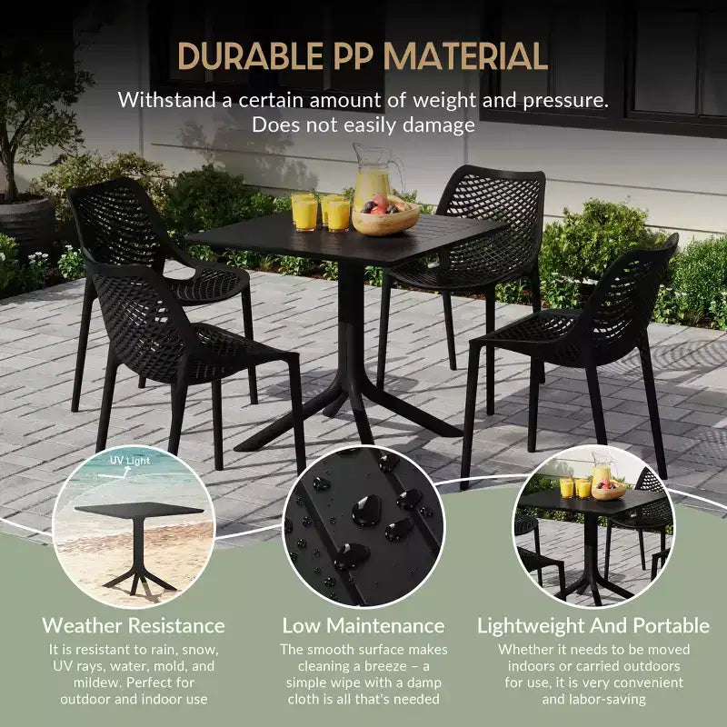 Conjunto de mesa de comedor cuadrada de resina para patio exterior de 5 piezas WestinTrends Playa con sillas de comedor apilables para patio