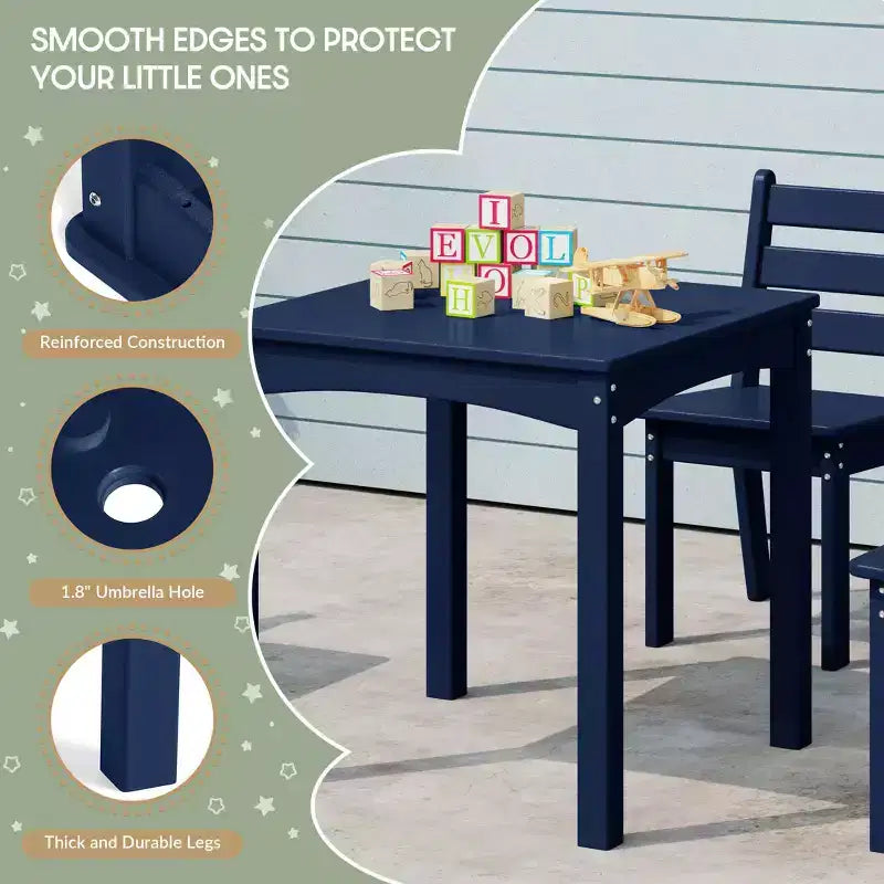 WestinTrends Treehouse Kids 5-teiliges Esszimmerset aus HDPE mit Tisch und Stühlen