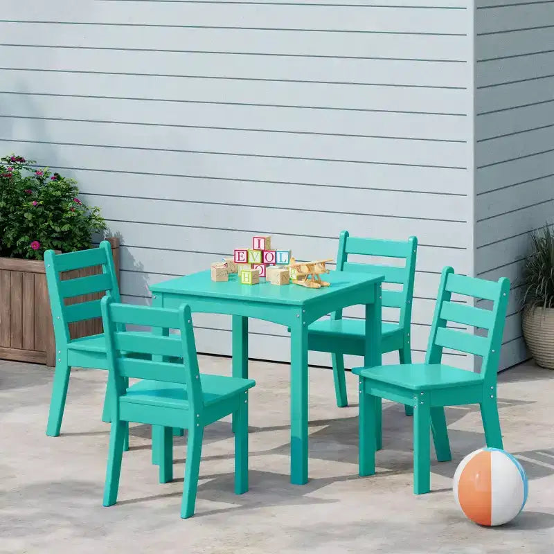 WestinTrends Treehouse Kids 5-teiliges Esszimmerset aus HDPE mit Tisch und Stühlen