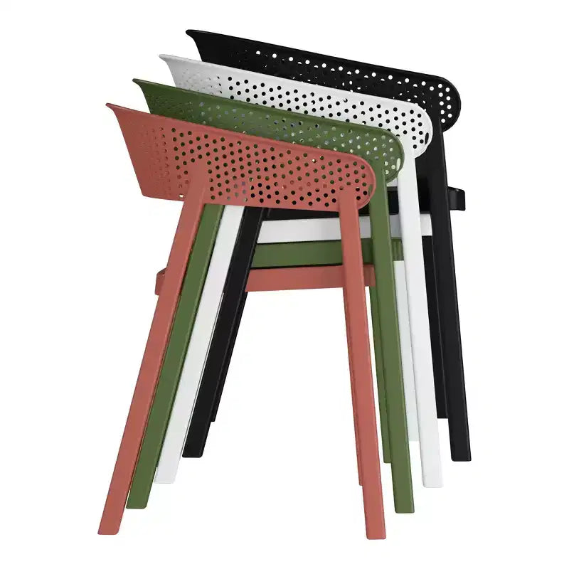 Conjunto de mesa de comedor redonda moderna para patio WestinTrends Playa de 5 piezas, con sillas de comedor de patio apilables