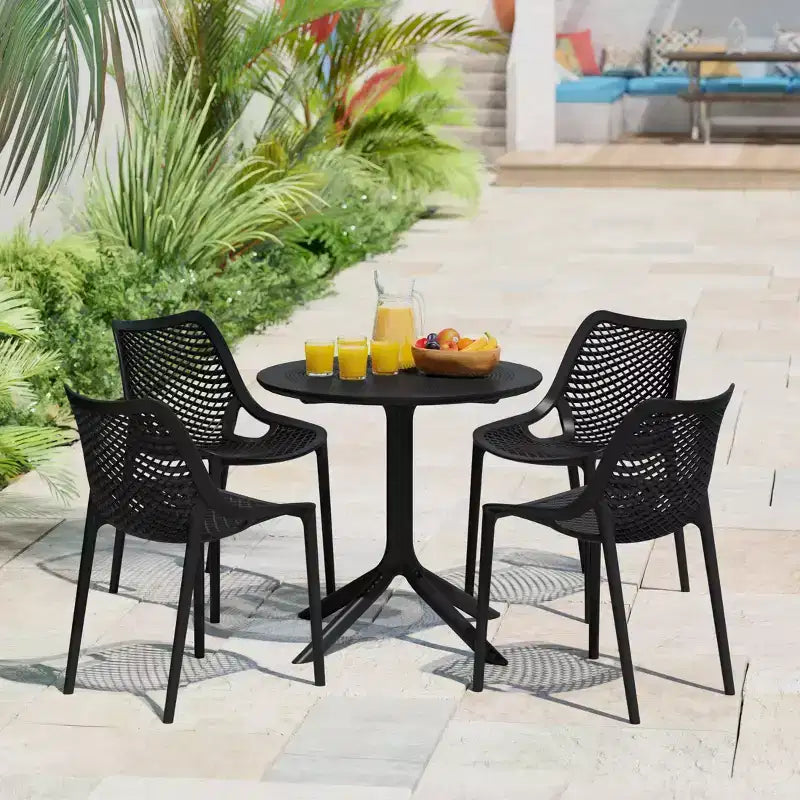 WestinTrends Playa: juego moderno de mesa redonda y sillas de comedor de 5 piezas para patio, con sillas de comedor apilables