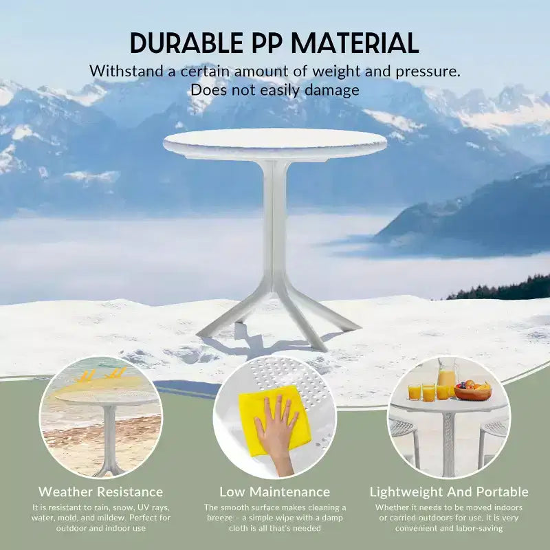 WestinTrends Playa: juego moderno de mesa redonda y sillas de comedor de 5 piezas para patio, con sillas de comedor apilables