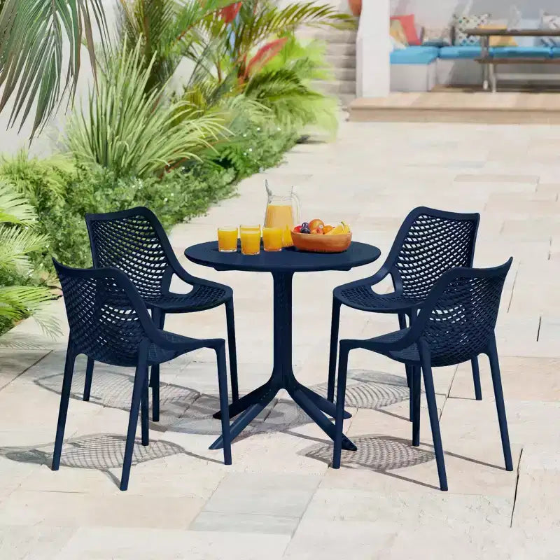 WestinTrends Playa: juego moderno de mesa redonda y sillas de comedor de 5 piezas para patio, con sillas de comedor apilables