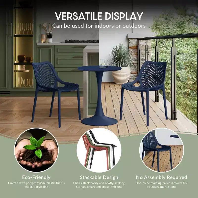 WestinTrends Playa: juego moderno de mesa redonda y sillas de comedor de 5 piezas para patio, con sillas de comedor apilables