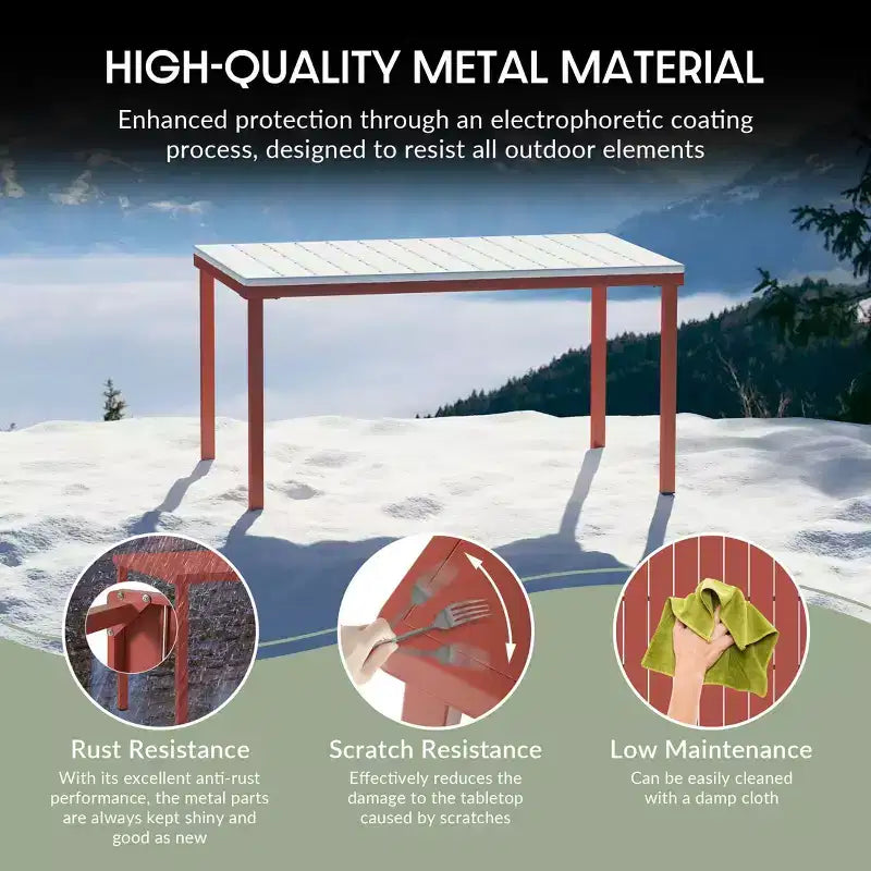 Conjunto de mesa de comedor rectangular de metal para patio exterior de 7 piezas WestinTrends Playa con sillas apilables para patio