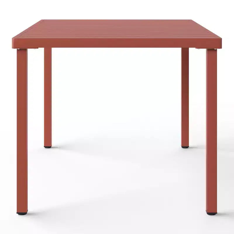 Conjunto de mesa de comedor rectangular de metal para patio de exterior de 7 piezas Playa de WestinTrends con sillas auxiliares apilables de patio de estilo moderno de mediados de siglo
