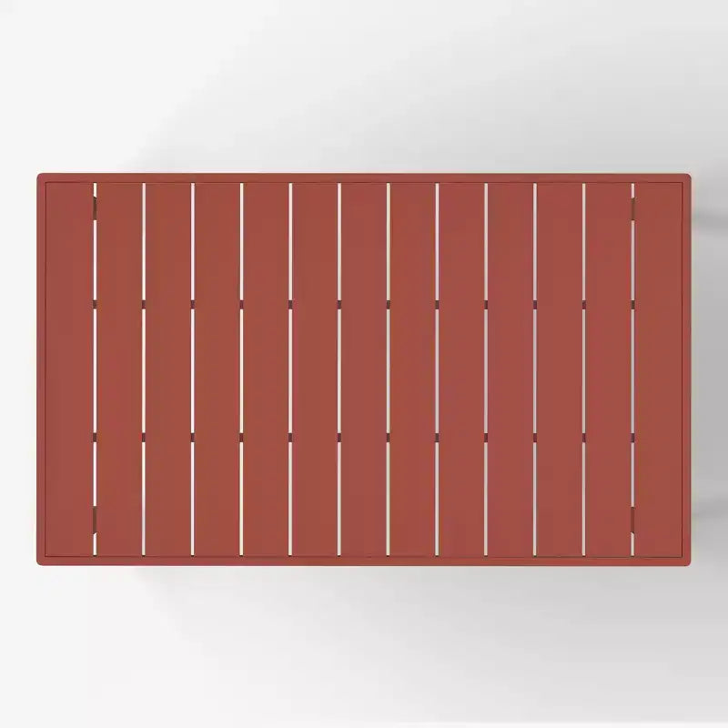 Conjunto de mesa de comedor rectangular de metal para patio de exterior de 7 piezas Playa de WestinTrends con sillas auxiliares apilables de patio de estilo moderno de mediados de siglo