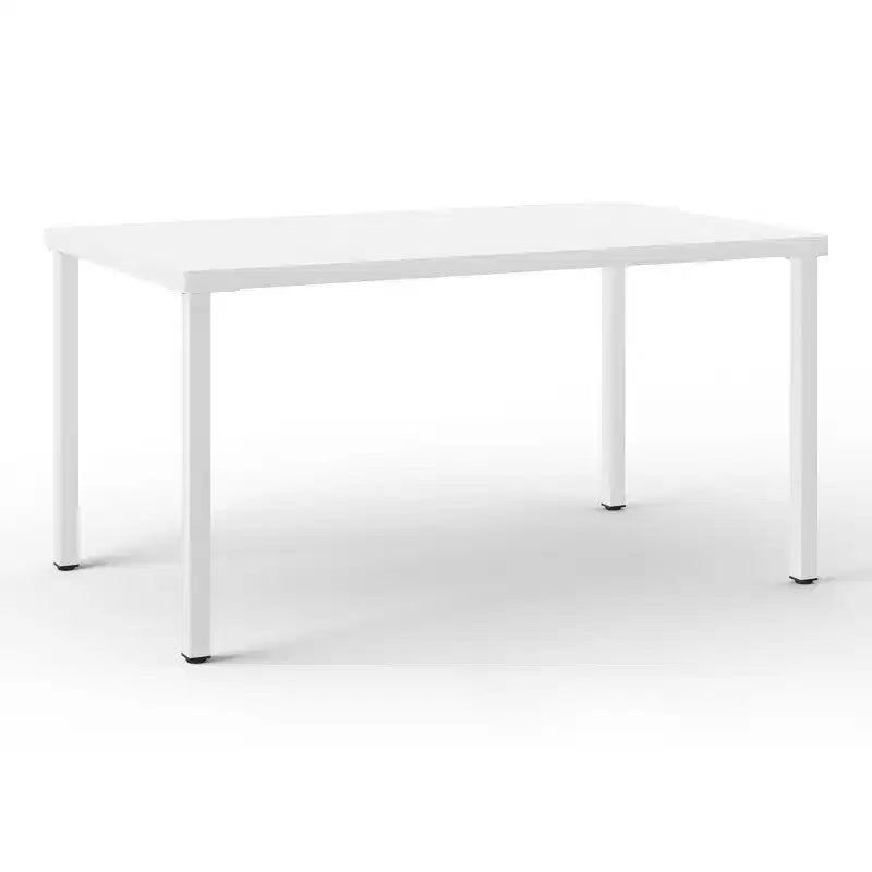 Conjunto de mesa de comedor rectangular de metal para patio de exterior de 7 piezas Playa de WestinTrends con sillas auxiliares apilables de patio de estilo moderno de mediados de siglo