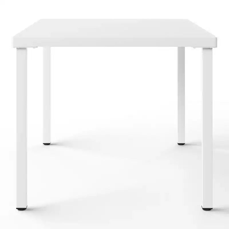 Conjunto de mesa de comedor rectangular de metal para patio de exterior de 7 piezas Playa de WestinTrends con sillas auxiliares apilables de patio de estilo moderno de mediados de siglo