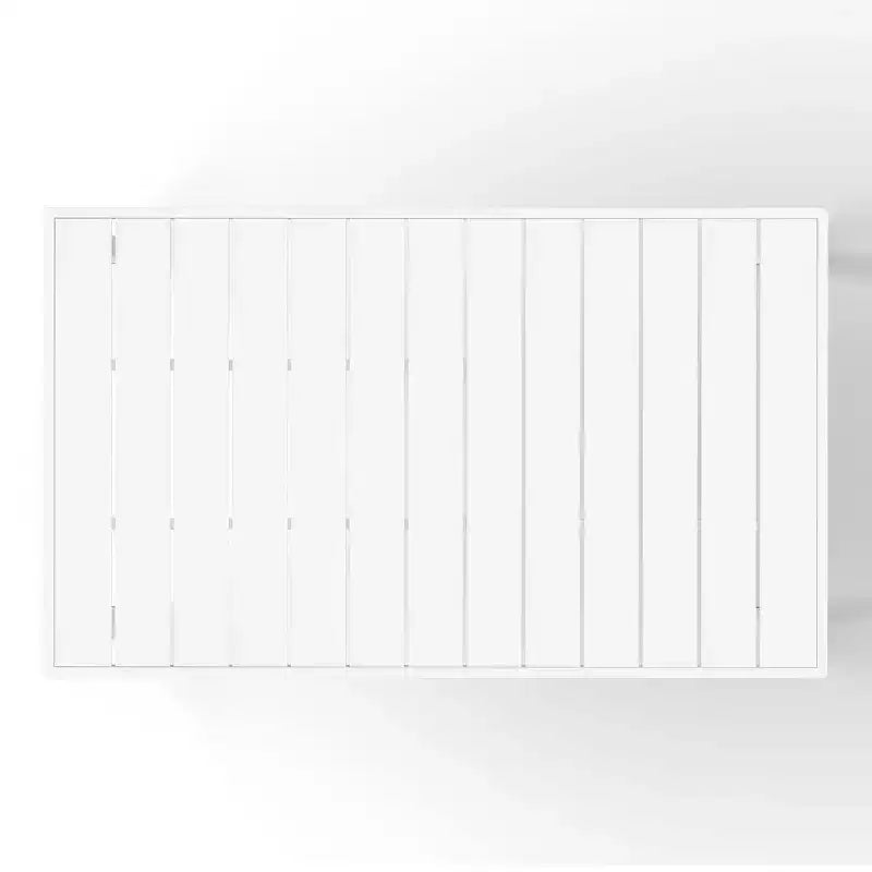 Conjunto de mesa de comedor rectangular de metal para patio de exterior de 7 piezas Playa de WestinTrends con sillas auxiliares apilables de patio de estilo moderno de mediados de siglo