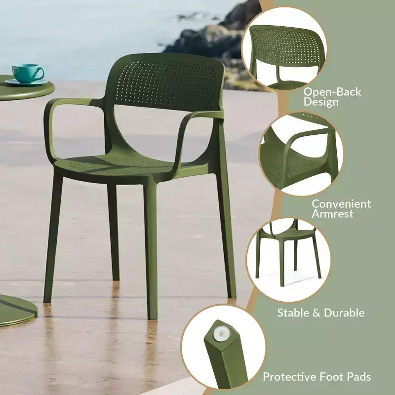 Conjunto de mesa de comedor rectangular de metal para patio de exterior de 7 piezas Playa de WestinTrends con sillas de comedor apilables para patio