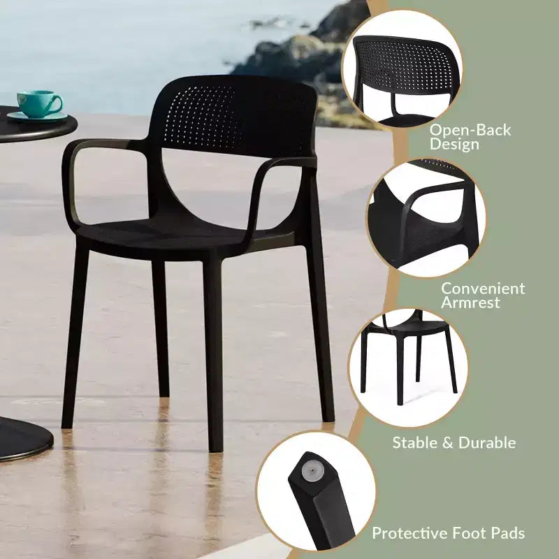 Conjunto de mesa de comedor rectangular de metal para patio de exterior de 7 piezas Playa de WestinTrends con sillas de comedor apilables para patio