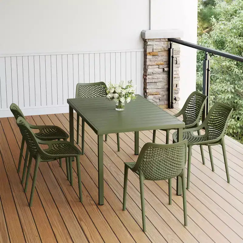 Juego de mesa de comedor para patio de 7 piezas WestinTrends Playa, de metal, con sillas apilables