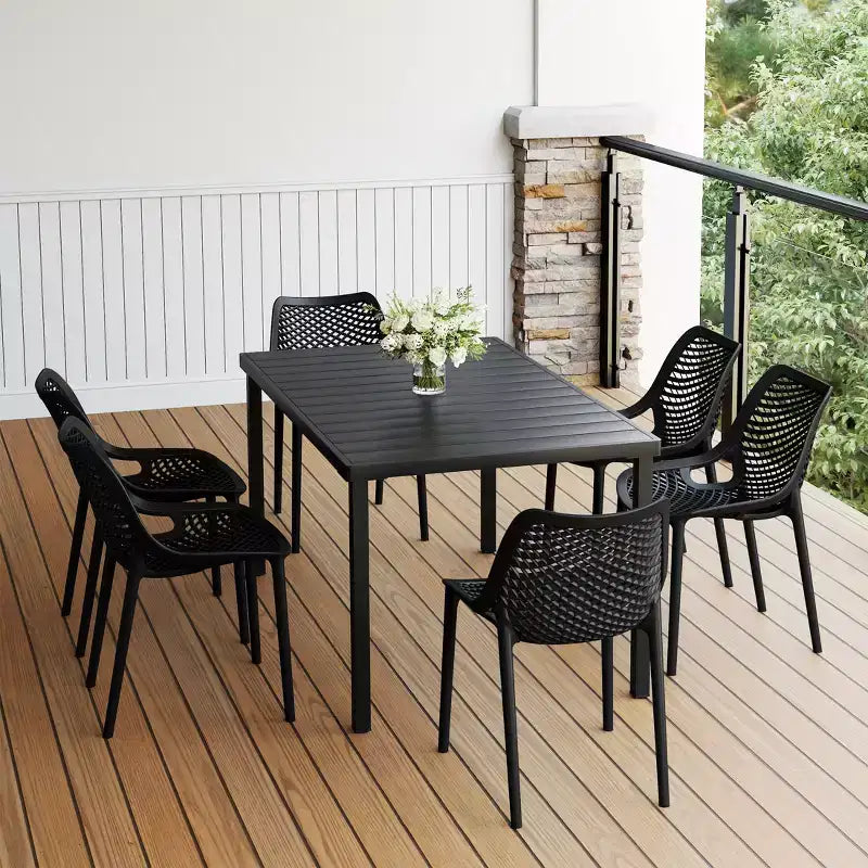 Juego de mesa de comedor para patio de 7 piezas WestinTrends Playa, de metal, con sillas apilables