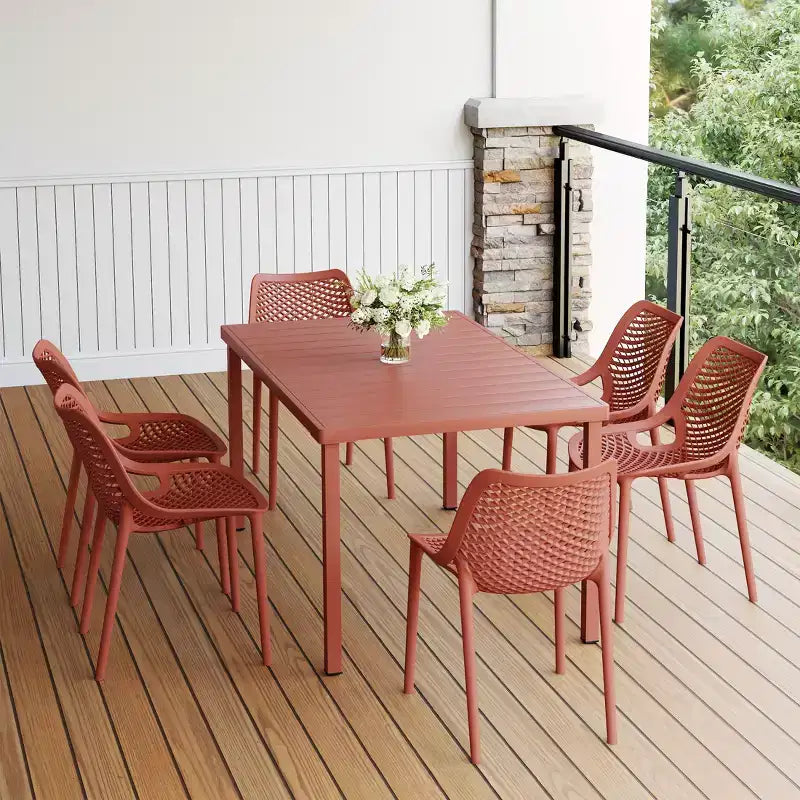 Juego de mesa de comedor para patio de 7 piezas WestinTrends Playa, de metal, con sillas apilables