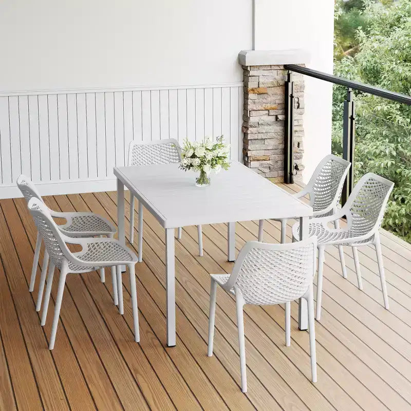 Juego de mesa de comedor para patio de 7 piezas WestinTrends Playa, de metal, con sillas apilables