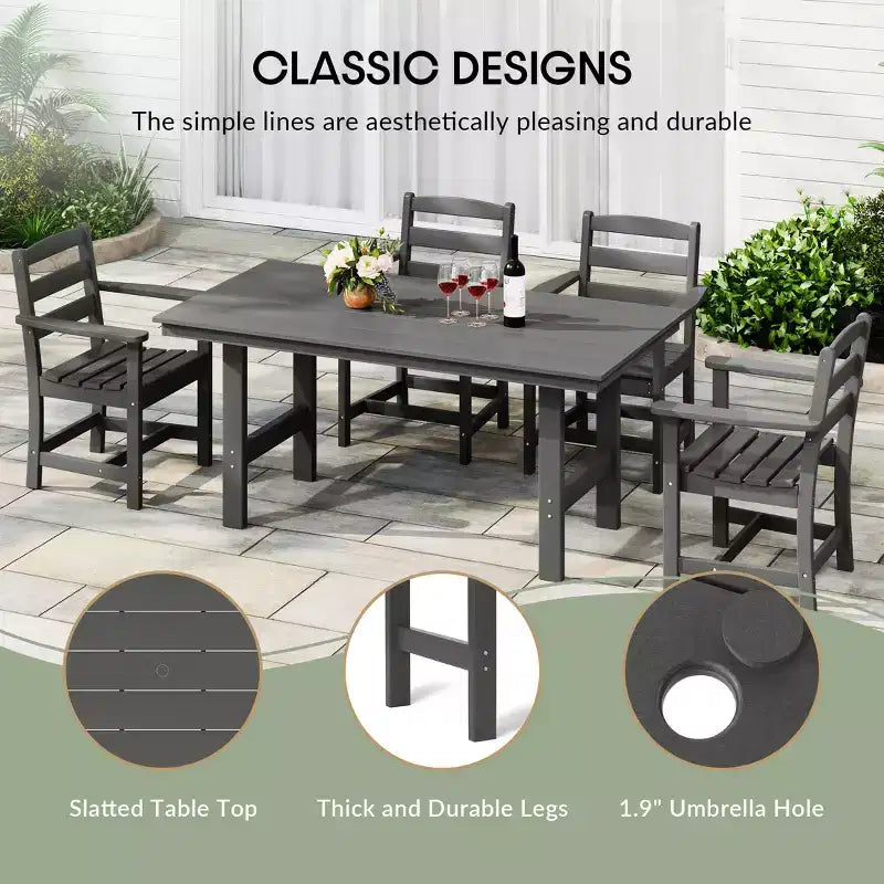 Juego de comedor rectangular para patio exterior WestinTrends Ashore de 7 piezas, de HDPE, con sillas laterales