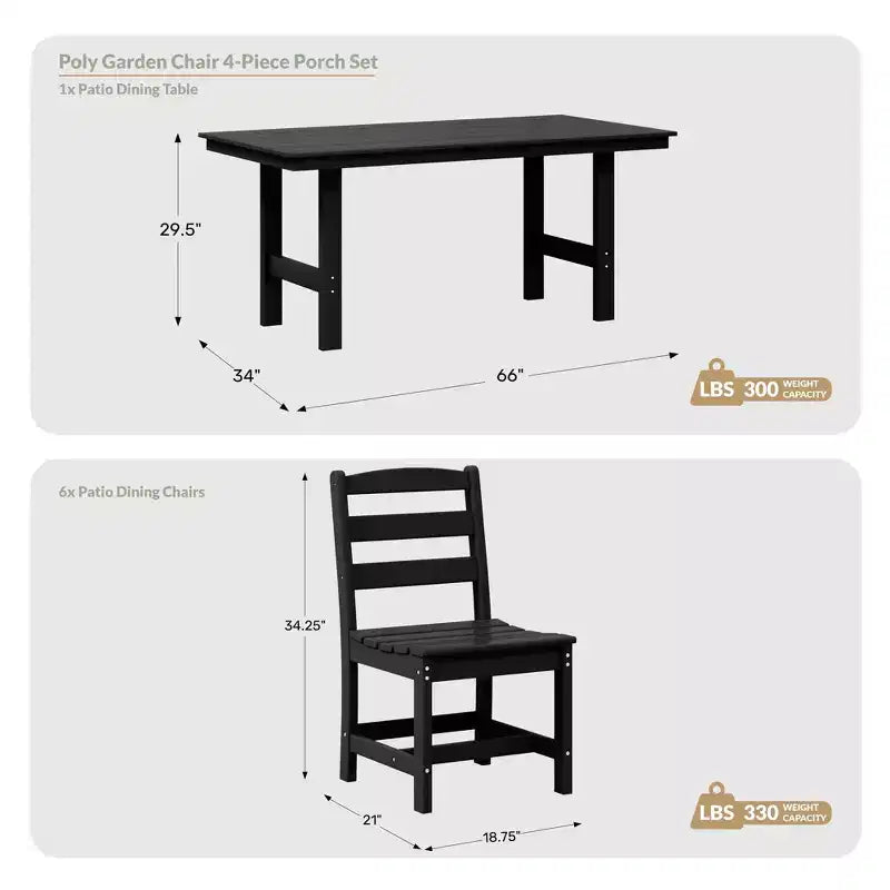 Juego de comedor rectangular para patio exterior WestinTrends Ashore de 7 piezas, de HDPE, con sillas laterales