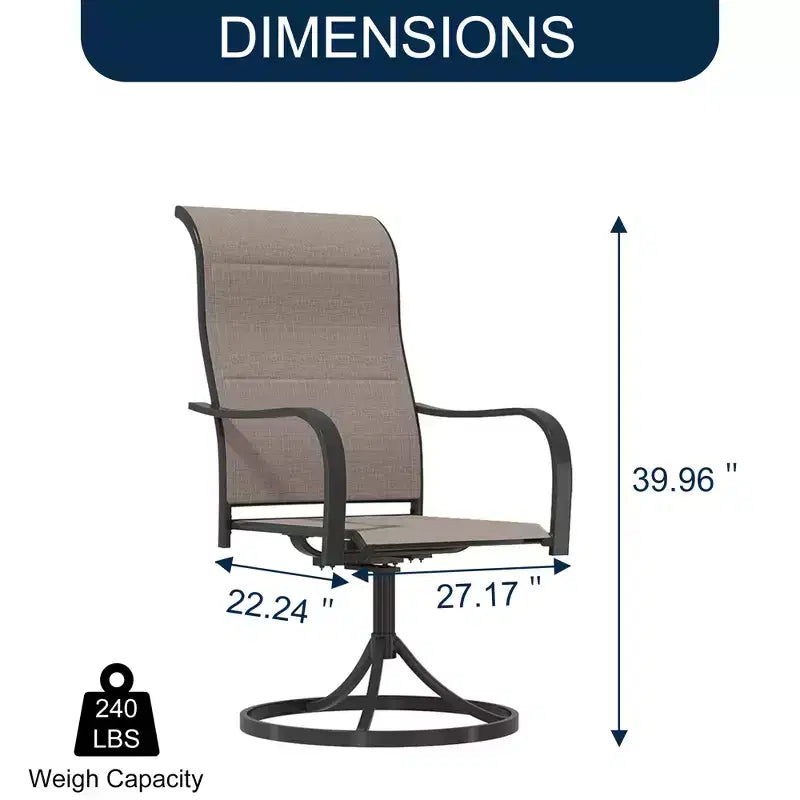 Set da pranzo da esterno CLIHOME da 8 pezzi, tavolo quadrato convertibile con foro portombrellone integrato e sedie girevoli a 360°
