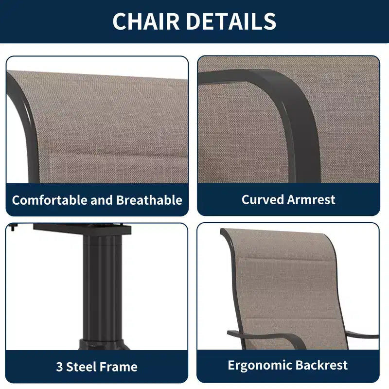 CLIHOME: juego de comedor de 9 piezas para patio, con mesa extensible y sillas giratorias de 360°, para exterior