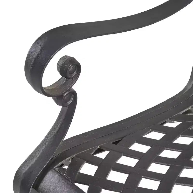 Christopher Knight Home Cayman traditionelles 9-teiliges Essplatz-Set für den Außenbereich aus Aluminiumguss mit Gitterstruktur und rundem 61,25-Zoll-Tisch mit Flechtmuster
