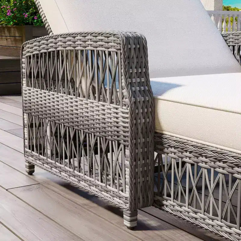 Merax 2-Piece Outdoor Wicker Lounge Chairs with Adjustable Recliners & Soft Cushions