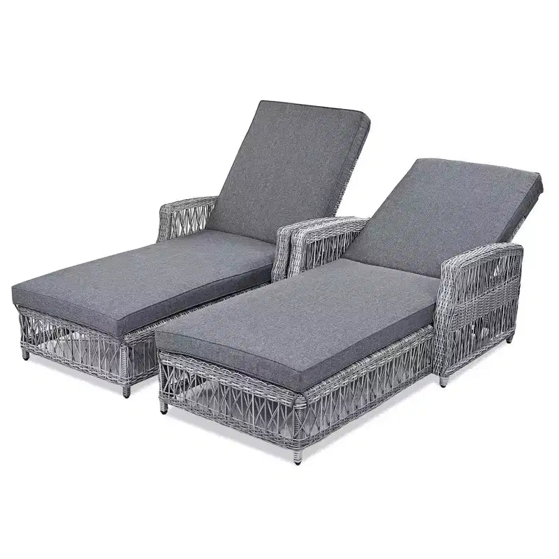 Merax 2-Piece Outdoor Wicker Lounge Chairs with Adjustable Recliners & Soft Cushions