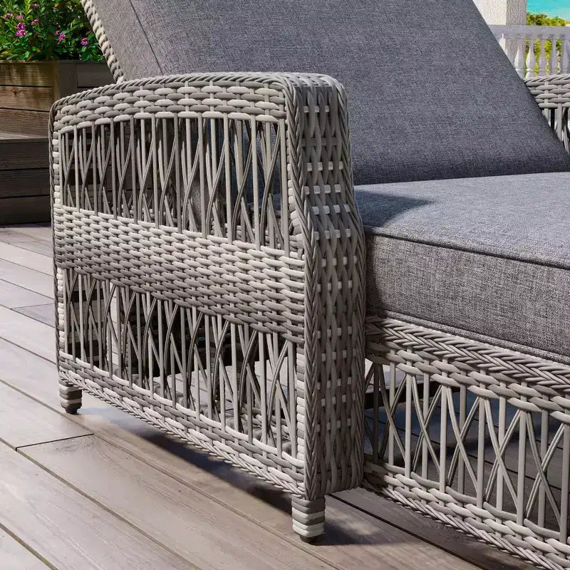 Merax 2-Piece Outdoor Wicker Lounge Chairs with Adjustable Recliners & Soft Cushions