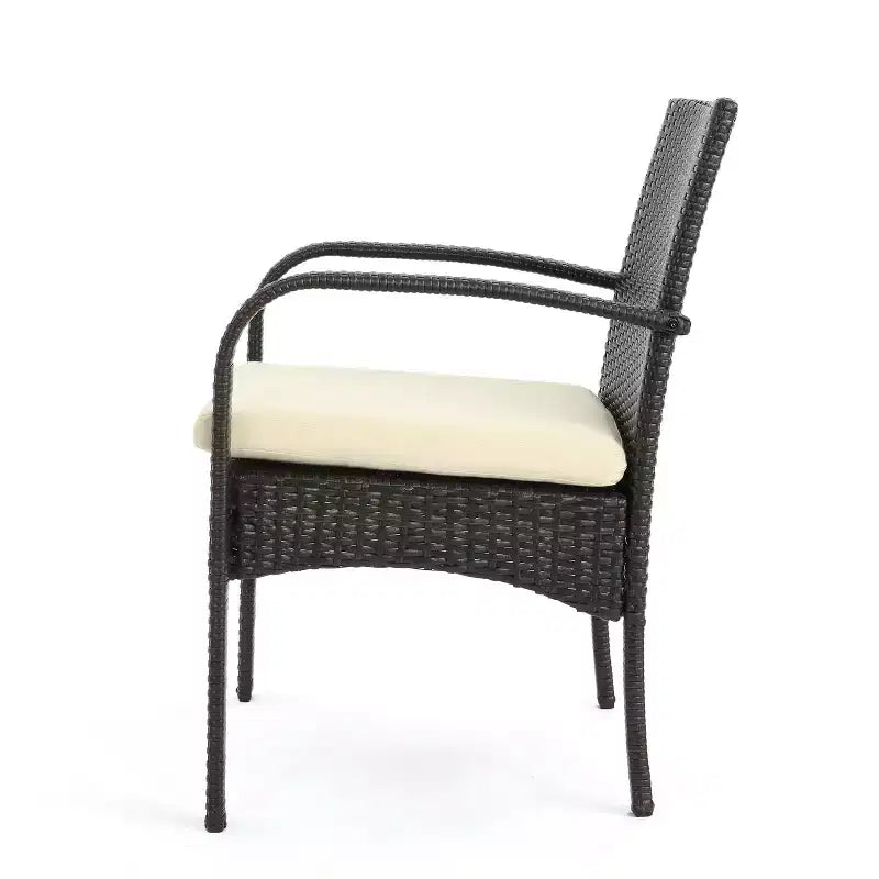 Juego de comedor de mimbre para exteriores Christopher Knight Home Harlowe de 7 piezas con cojines