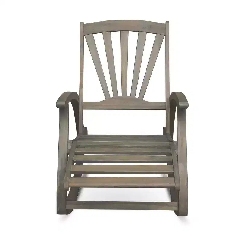 GDFStudio Dora Acacia Wood Rocking Chair with Retractable Footrest and Slatted Design(Set of 2)