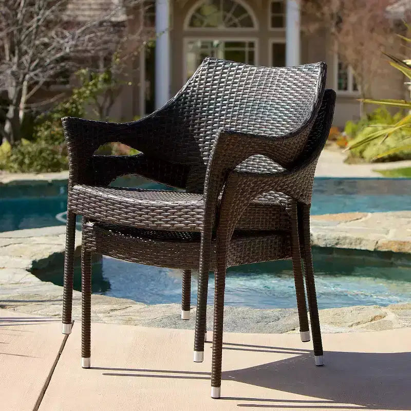 Christopher Knight Home Fletcher conjunto de comedor de exterior de 6 piezas de madera de acacia y mimbre