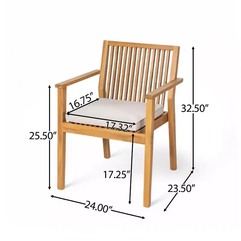 Christopher Knight Home Caitlyn conjunto rústico de comedor para patio de 7 piezas de madera de acacia con cojines