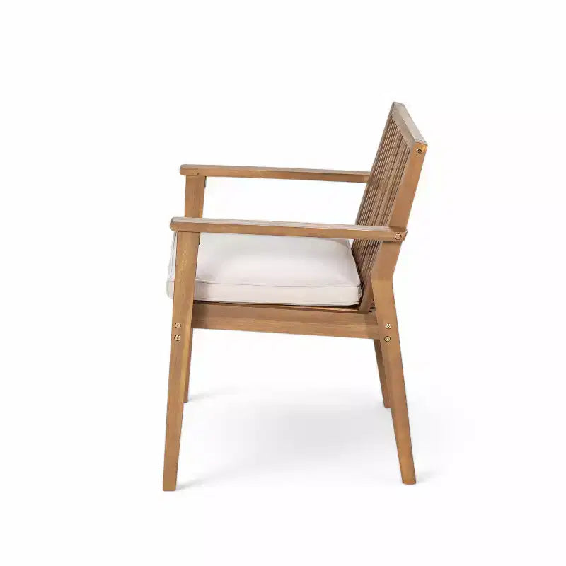 Christopher Knight Home Caitlyn conjunto rústico de comedor para patio de 7 piezas de madera de acacia con cojines