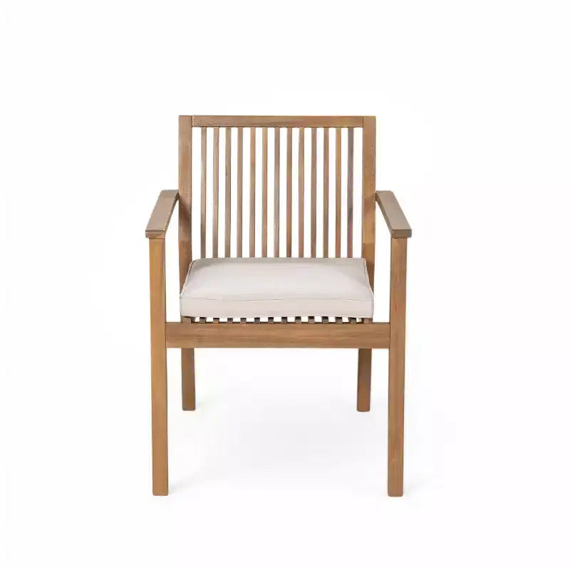 Conjunto de comedor rústico para patio Christopher Knight Home Akshan de 5 piezas de madera de acacia con cojines