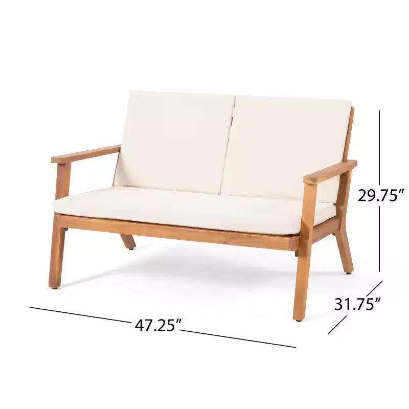 GDFStudio Avacyn Outdoor Acacia Wood 4 Seater Chat Set with Water Resistant Cushions