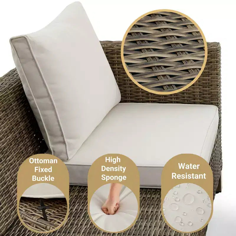8 Piece Patio Conversation Sets with Cushions and Ottomans
