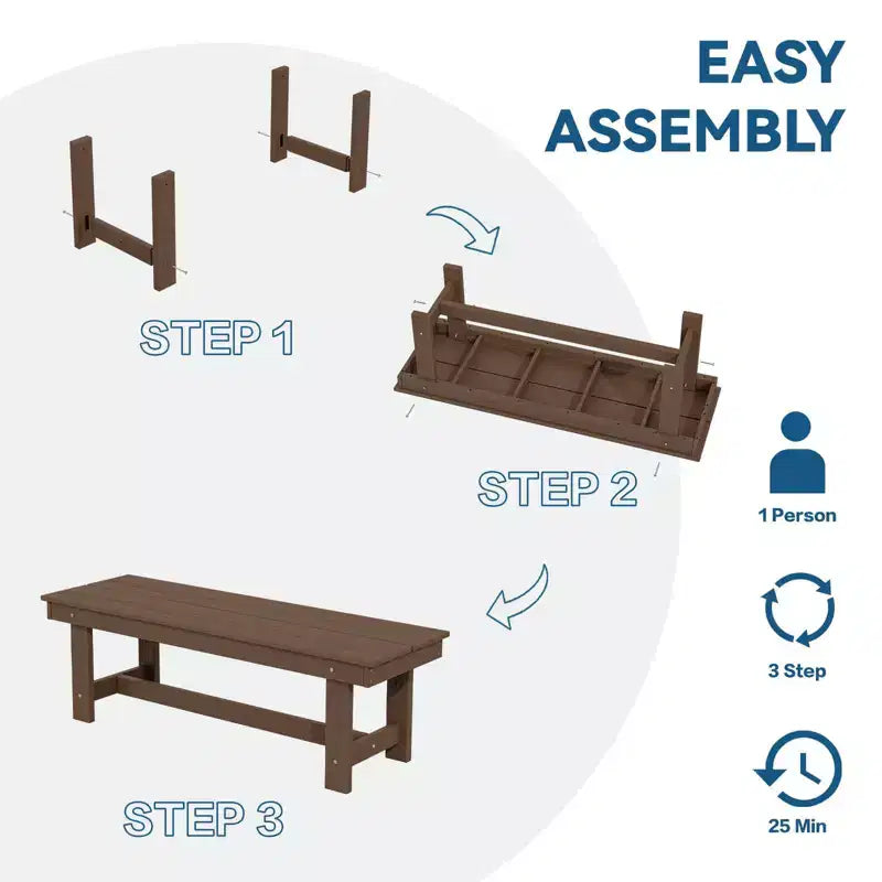 Hyleory 6-teiliges Outdoor-Ess-Set aus HDPE mit rechteckigem Tisch und Sonnenschirmöffnung, Bank und Armlehnstühlen