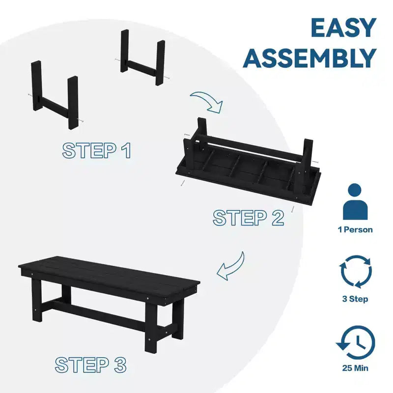 Hyleory 6-teiliges Outdoor-Ess-Set aus HDPE mit rechteckigem Tisch und Sonnenschirmöffnung, Bank und Armlehnstühlen