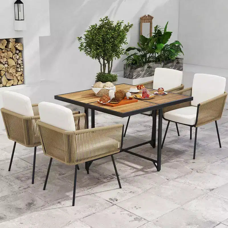 Costway 5-delige terrasdiningset met rechthoekige buitentafel en stoelen