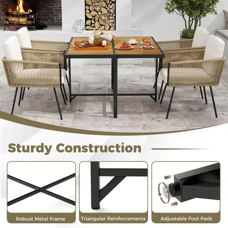 Costway 5-delige terrasdiningset met rechthoekige buitentafel en stoelen